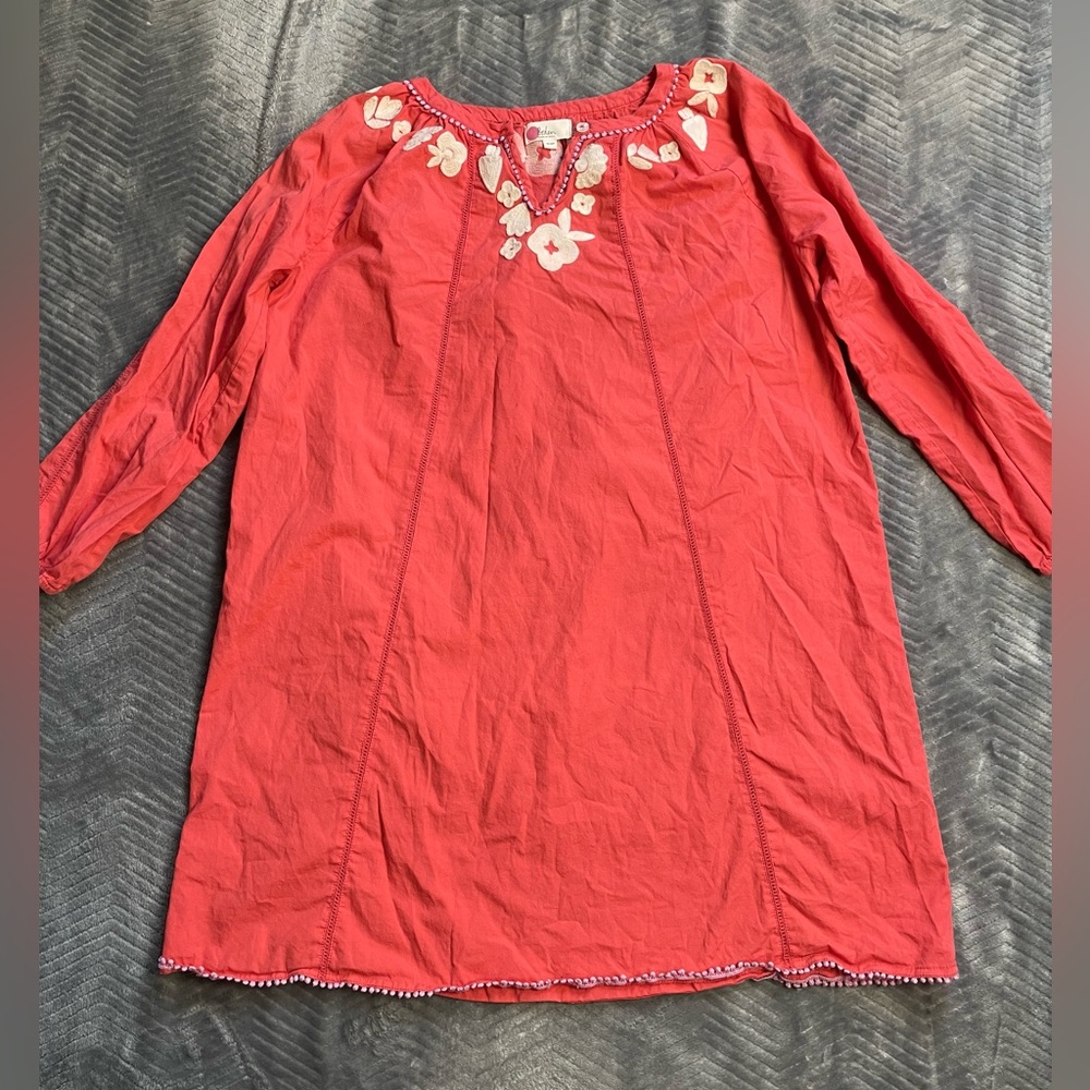 Girls Boden Embroidered Shift Dress Coral 15-16Y